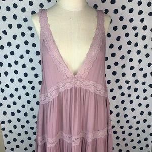 Free people Lilac Purple Deep V Neck Lace Top